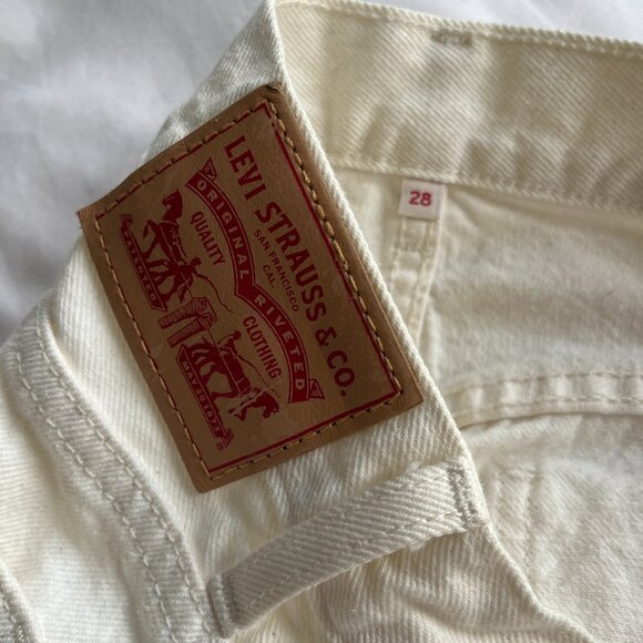 Levi's Wide Leg Denim Jeans - Ivory White - Size 28 - Picture 8 of 9